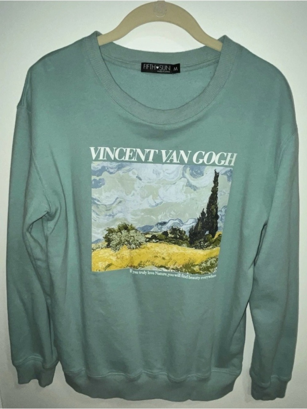 Fifth Sun Sage Green Vincent van Gogh Graphic Sweatshirt